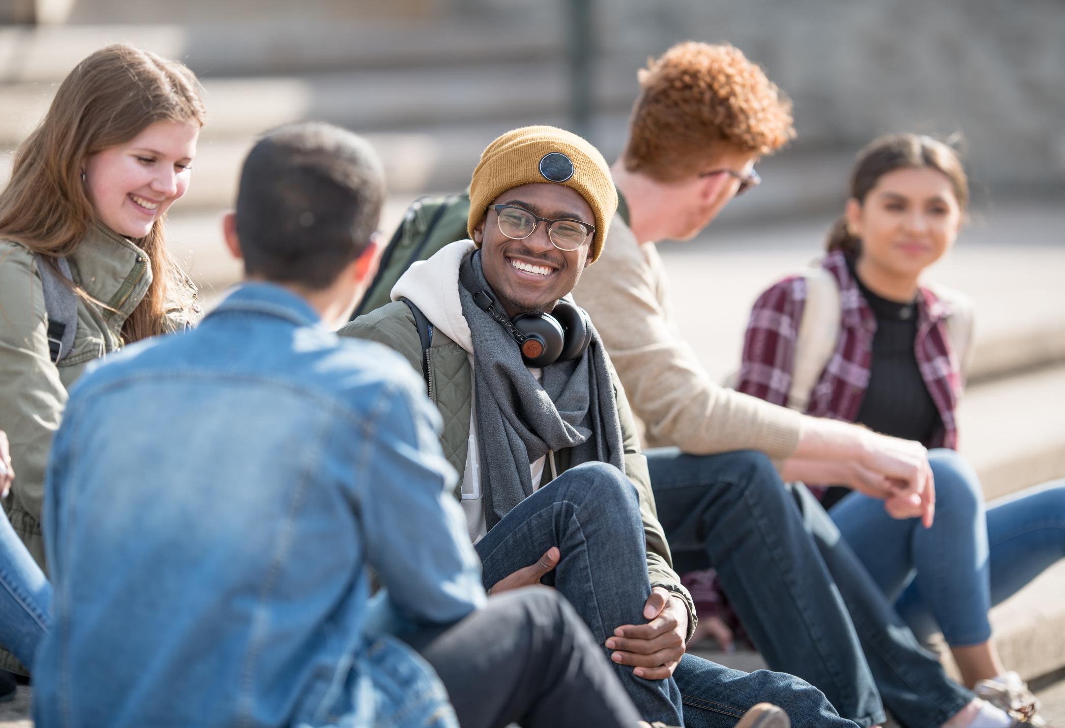 students sitting and talking